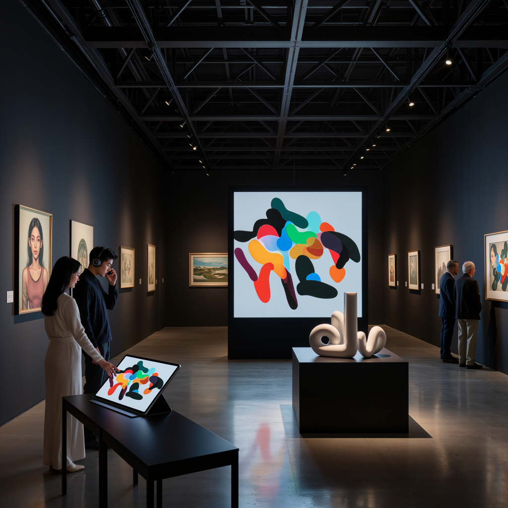ジークレー印刷作品展示 立体作品とデジタルアート融合